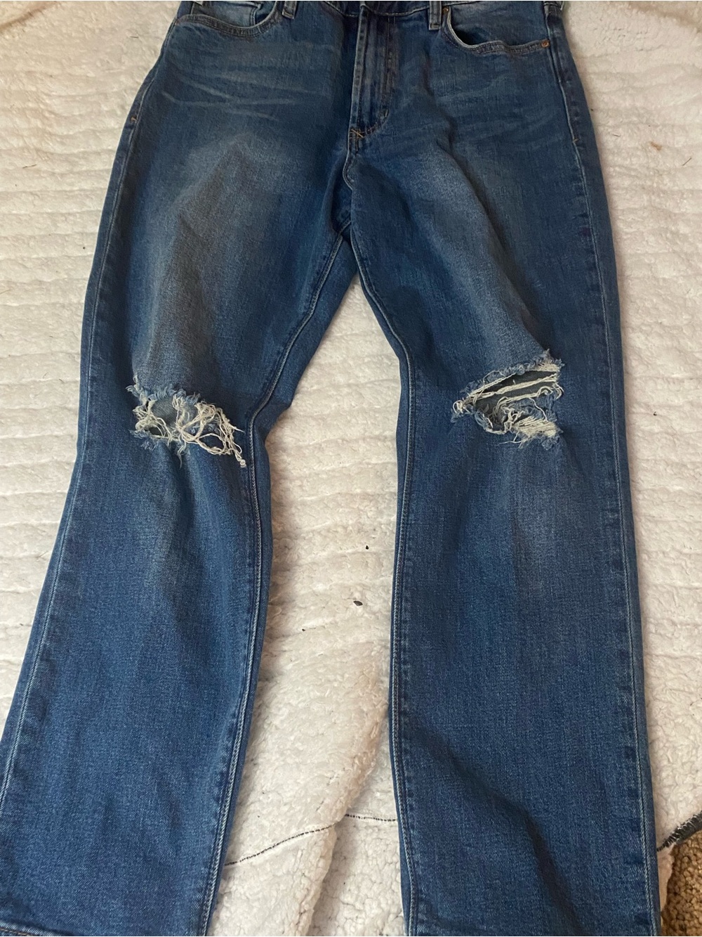 Dear John Women's Blue Straight-Leg Distressed Jeans